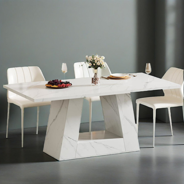 Dining Table Faux Marble Dining Table White Modern Kitchen Table for Dining Room