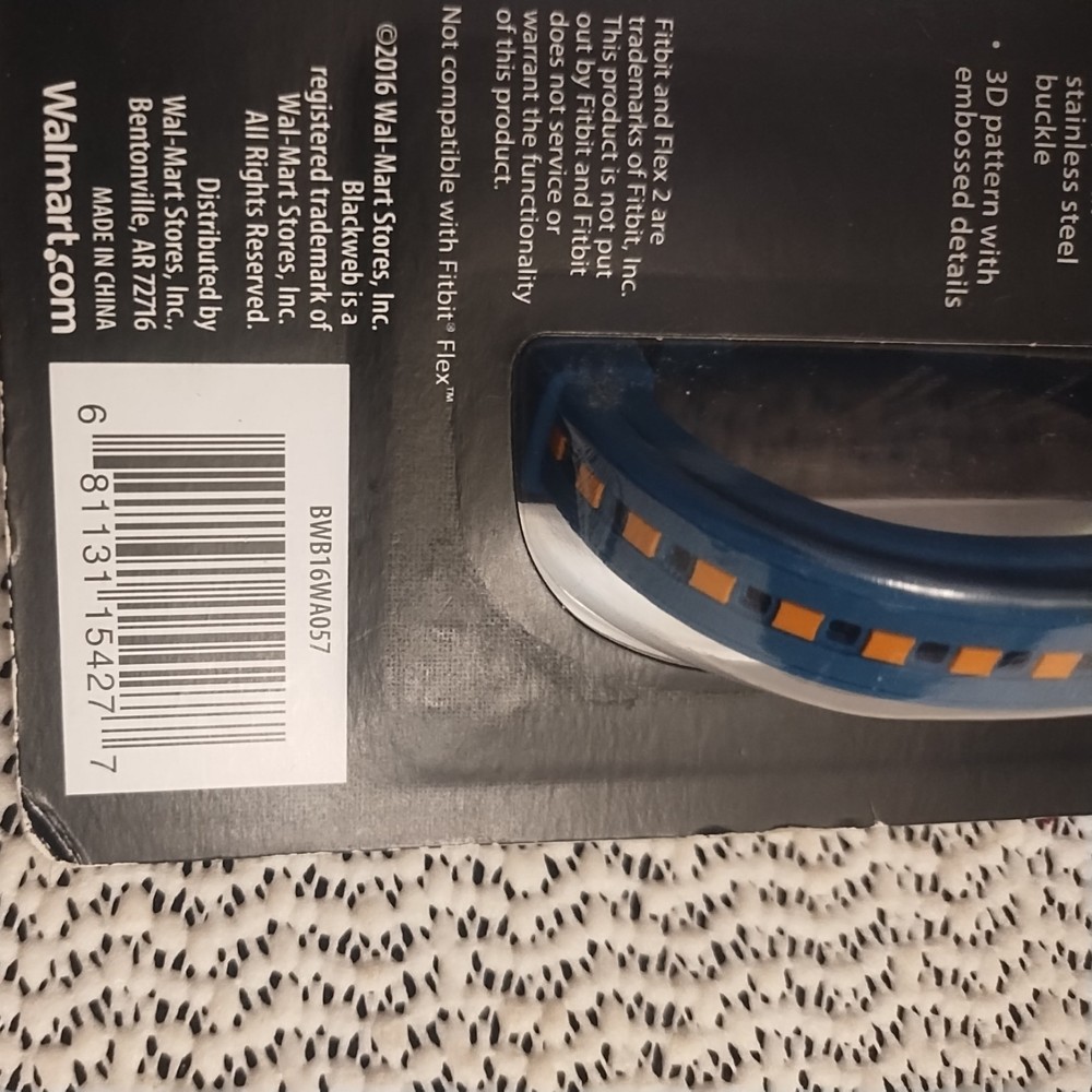 Blackweb Adjustable Fitbit Flex 2 Buckle Band Replacement W Blue Orange Stripe