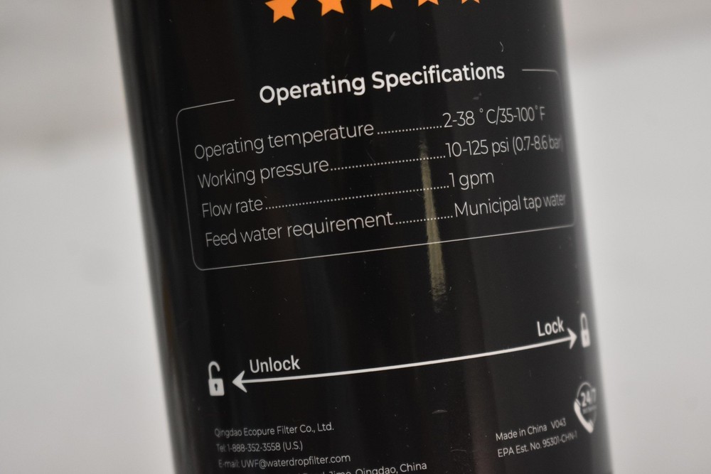 Waterdrop WD-10GC GC Carbon Filter Cartridge Black Aqua Optima Evolve 12 Month