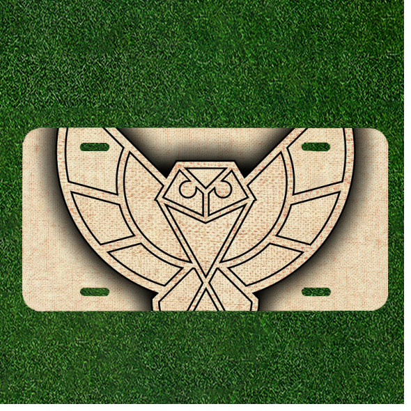 Custom Personalized License Plate Auto Tag With Stunning Owl Design Art