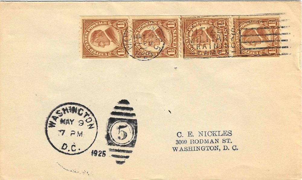 FDC  #605 --  1 1/2c Harding  --   Coil strip