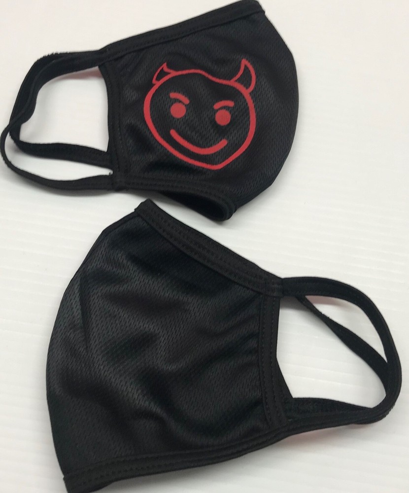 Devil emoji face mask DRI-FIT 100% polyester, black color
