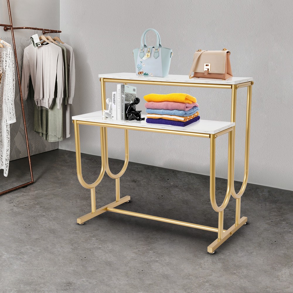 Purse Display Stand Handbag Display Stand 2 Tier Display Table Display Rack Gold