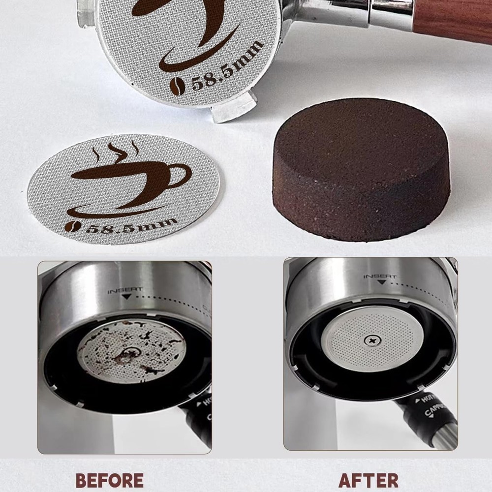 2 Packs 58.5mm Espresso Puck Screen, Reusable Screen Replacement,