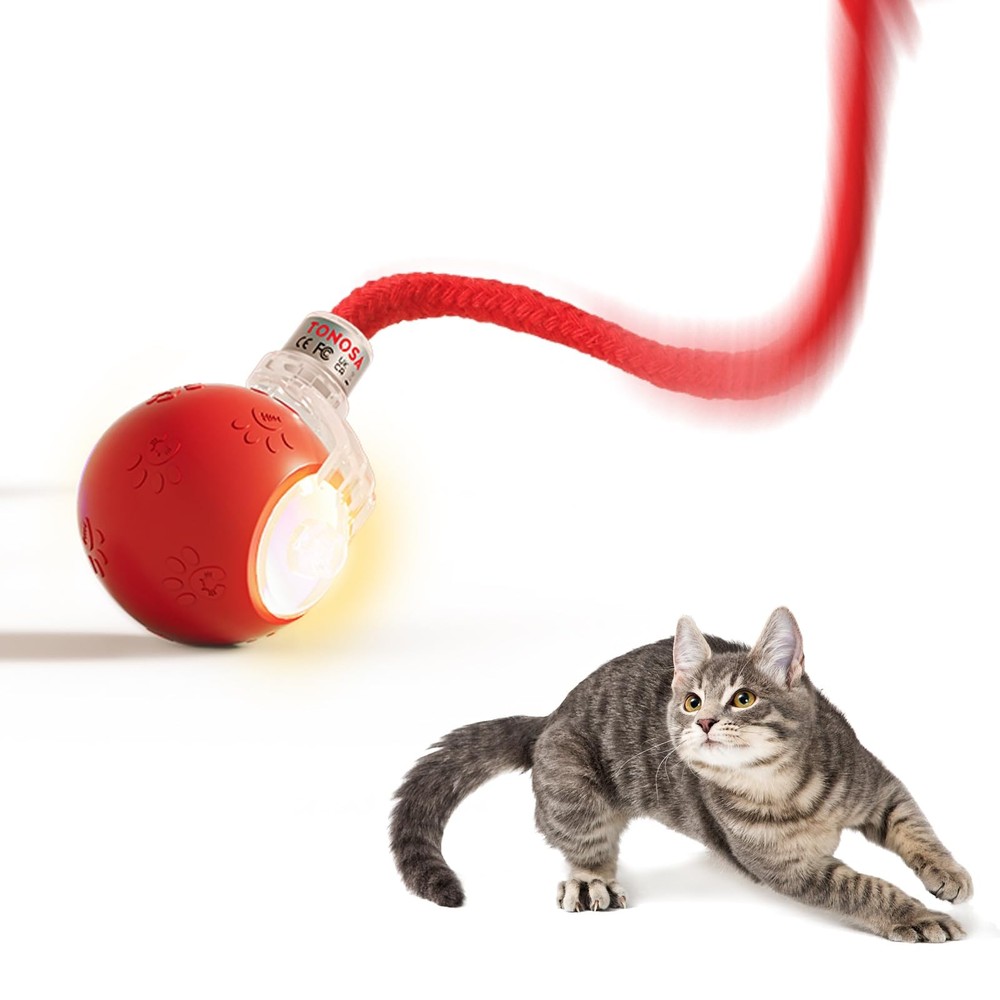 Interactive Cat Toy, Motion Activated, RGB Lighting, 2 Speed, 3 Modes, Indoor