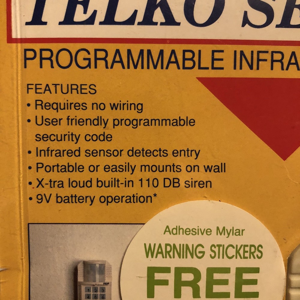 Telko Security Programmable Infrared Sensor Alarm S002M New From 1992 @B