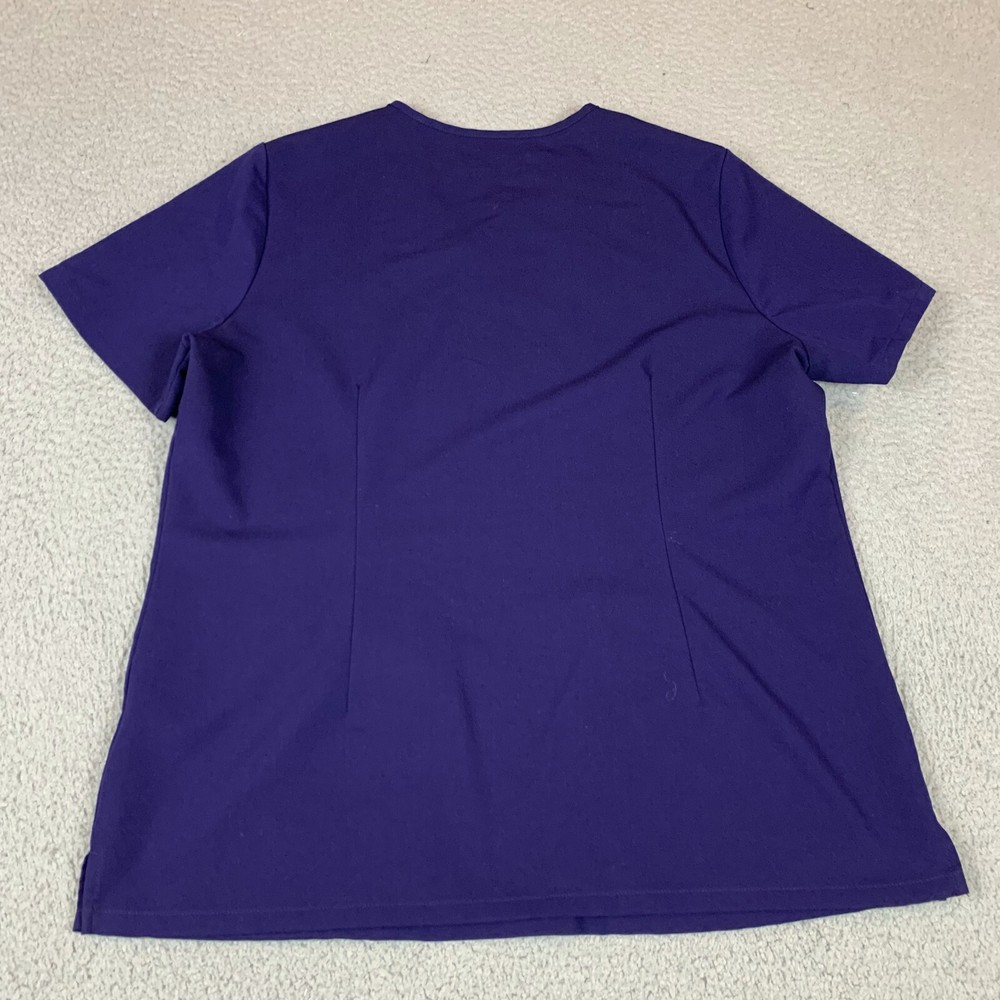 FIGS Scrub Top Womens Large Blue Polyester Stretch Short Sleeve V-Neck Pullover