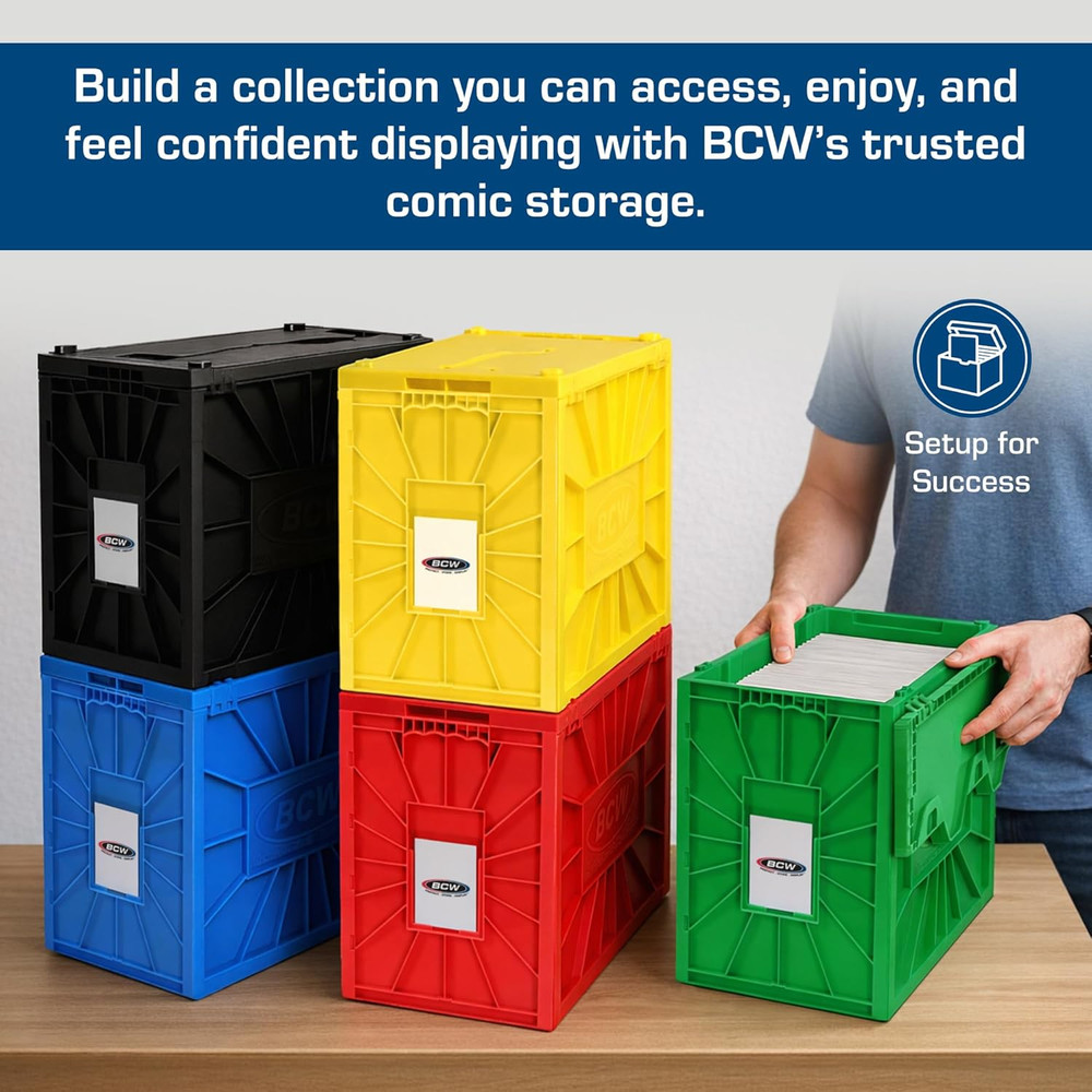 Short Comic Book Bin | Holds 150 Comics | Stackable Plastic Storage | Acid-Free