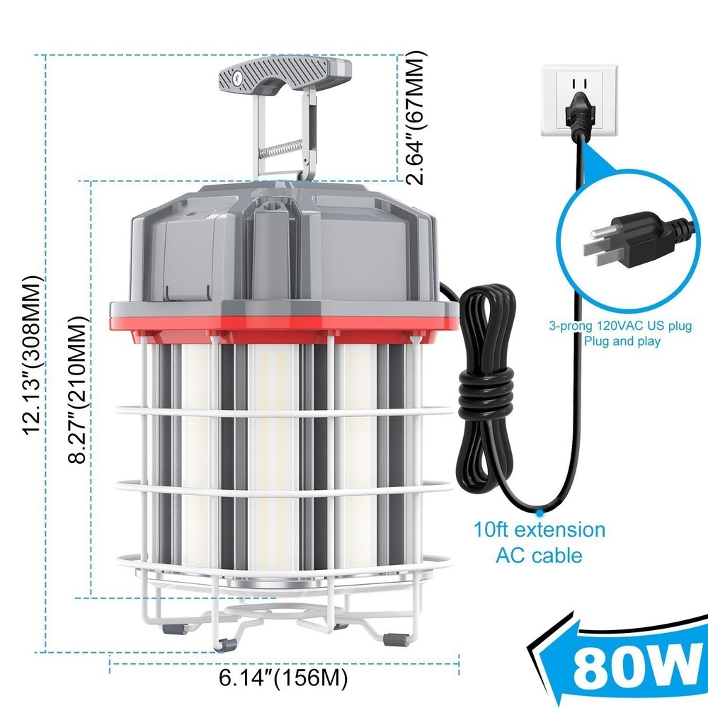 80 Watt LED Temporary Work Light Industrial Constructions Hanging Lamp Linkable
