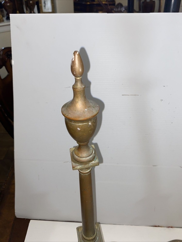 Federal Style Andirons For Fireplace Solid Brass & Cast Iron 25” H