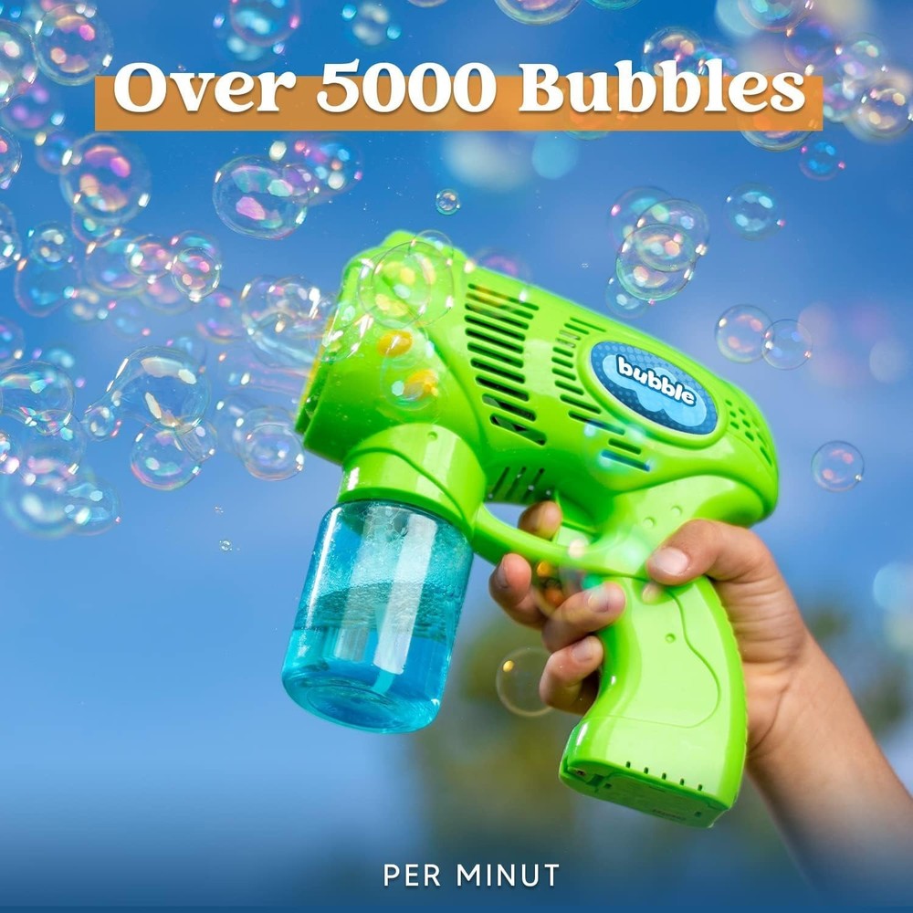 2 Kids Bubble Gun with 2 Bottles Refill Solution, Bubble Machine Gun for Todd...