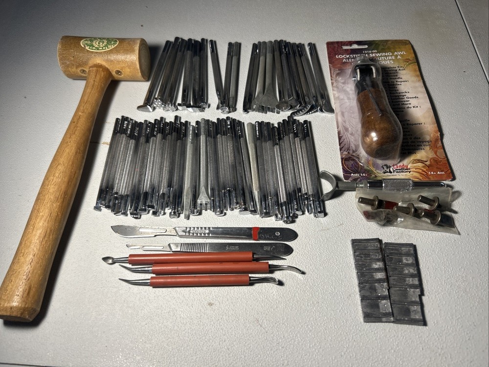 Vintage Leather Working Tools Craftool  plus extras - 70 pcs total
