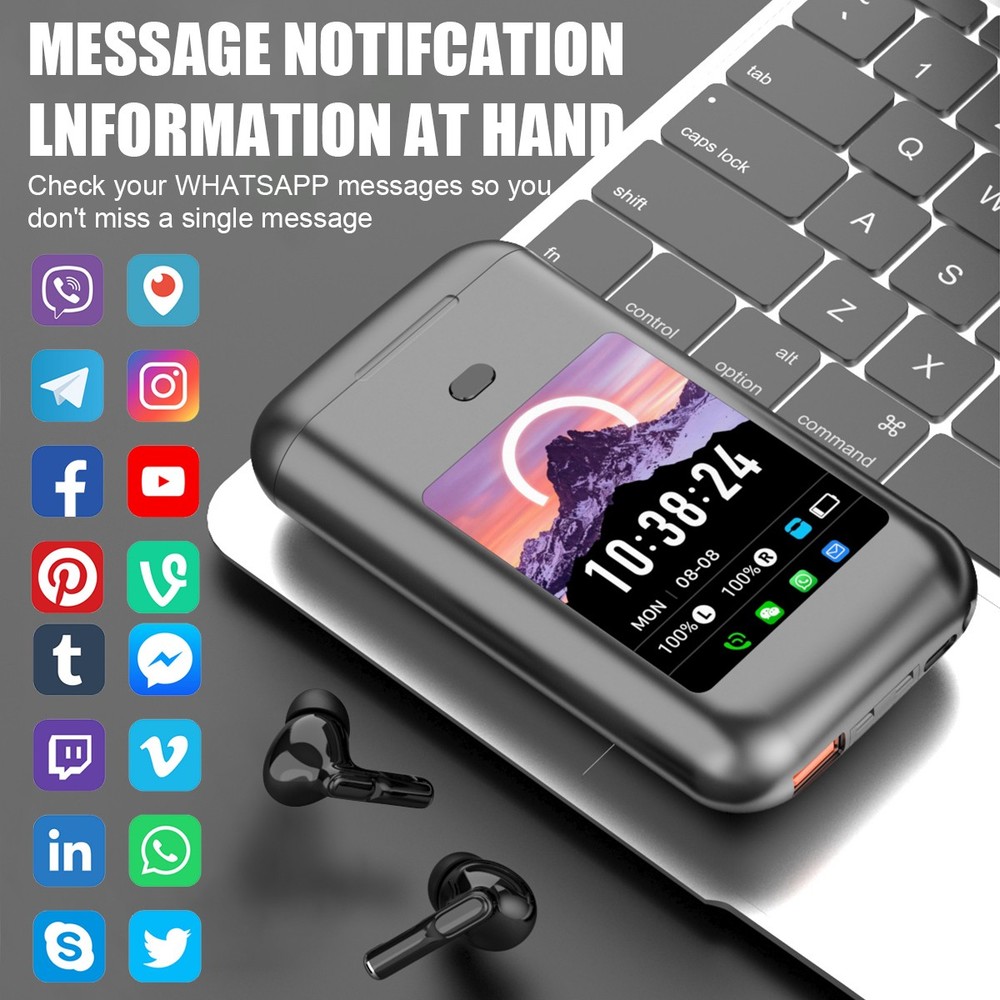 Smart Earbuds with Message Notifications, ANC ENC, Touch Screen & Flashlight New