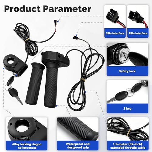 Full Twist Throttle Replacement for Ridstar Q20 with Ignition Switch, Plug and