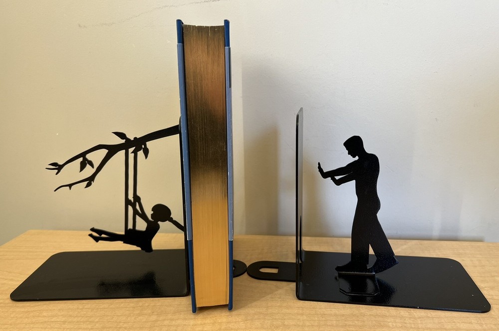 Black Metal Bookends Girl on Tree Swing