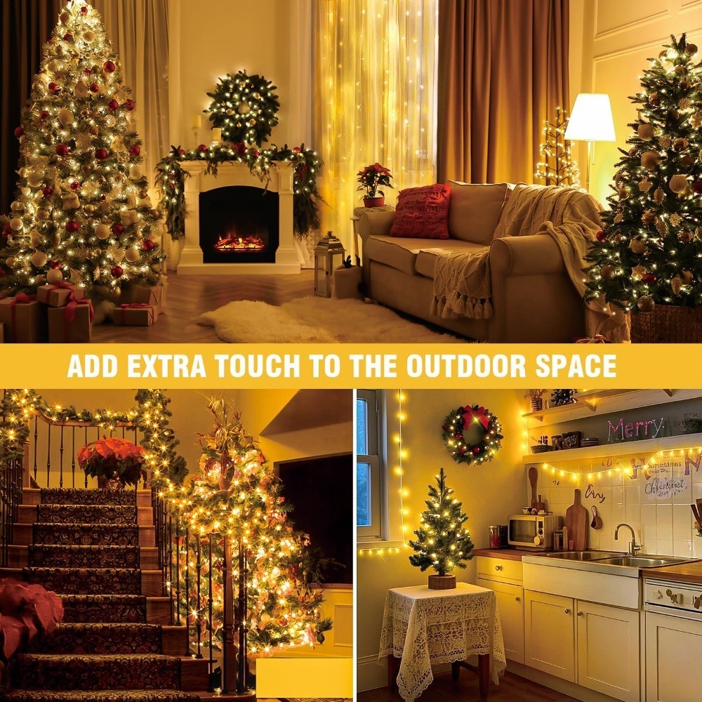 210 LED Warm White String Lights 70FT Transparent Wire Waterproof Connectable