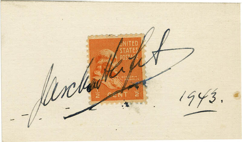 JASCHA HEIFETZ - STAMP(S) SIGNED 1943