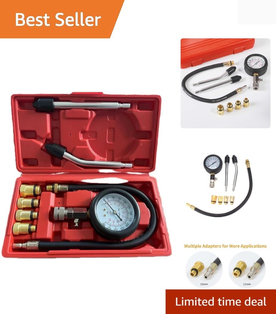 Complete 8pcs Engine Compression Tester Kit - Durable & Portable Automotive Tool