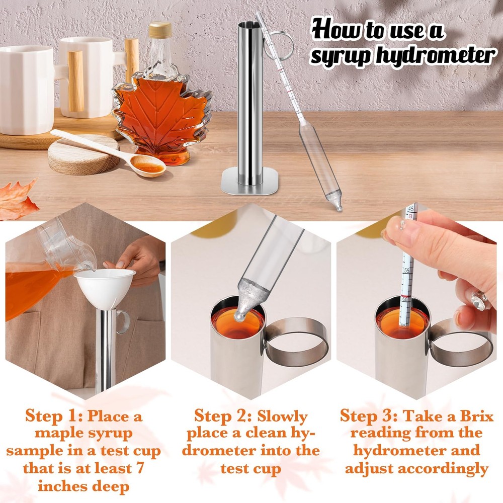 6pcs Maple Syrup Hydrometer Kit,Maple Syrup Density Kit,Stainless Steel Maple...