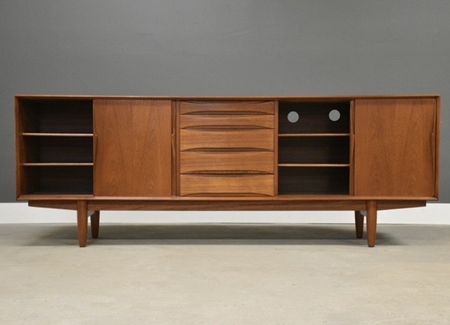 Refinished Arne Vodder for Skovby 86” Teak Credenza