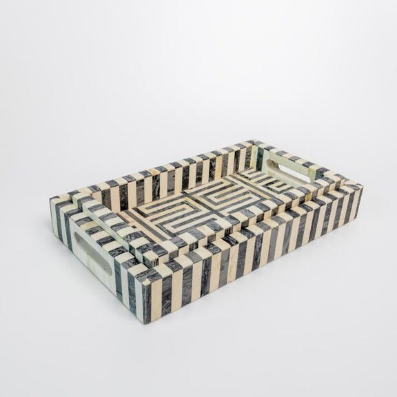 Bone Inlay Tray-handmade Maze