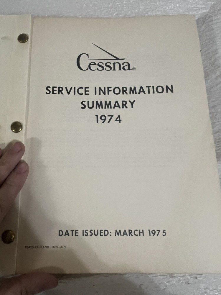 cessna 1974 service information summary Manual Book