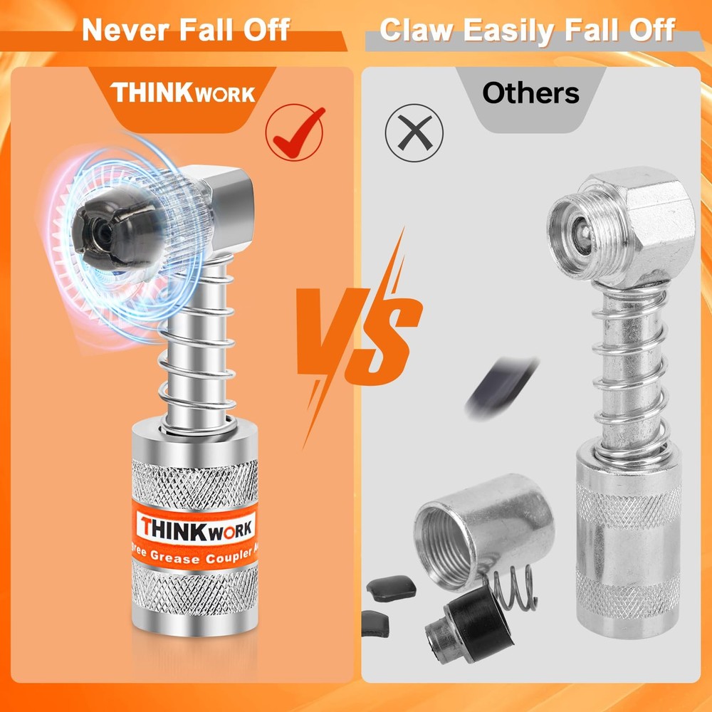 THINKWORK 4PC Quick Connect Greasing Accessory Kit, Grease Gun Couplers with...