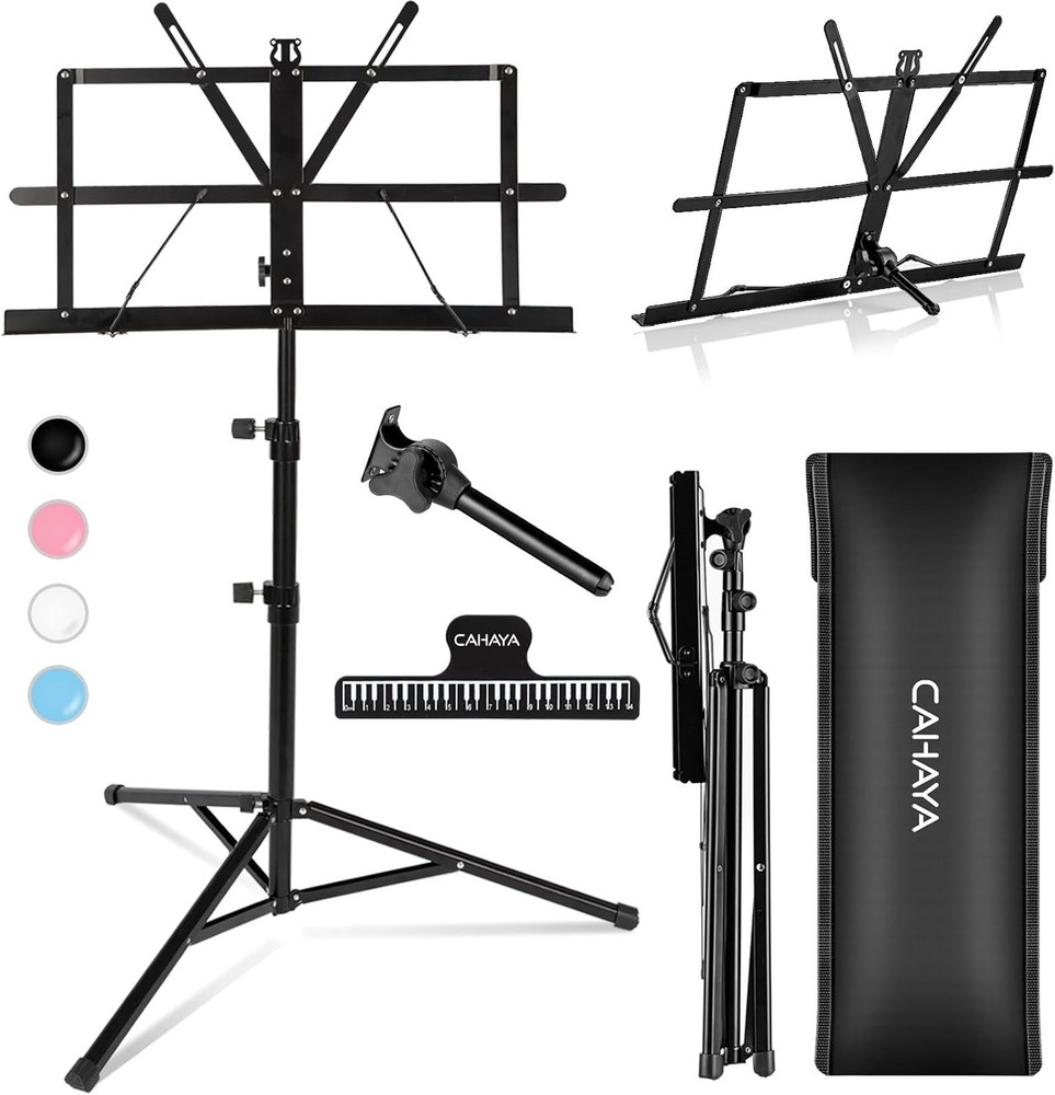 Versatile Folding Music Stand: Desktop & Floor Use - 54.3'' Height Adjustable