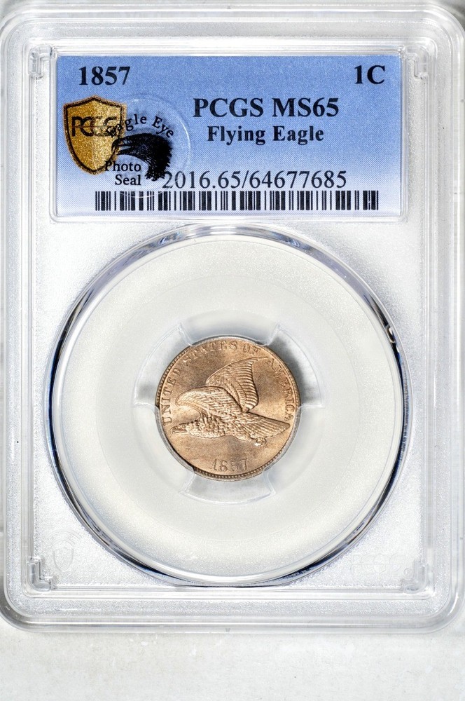 1857 1C Flying Eagle Cent PCGS MS65 (PHOTO SEAL)