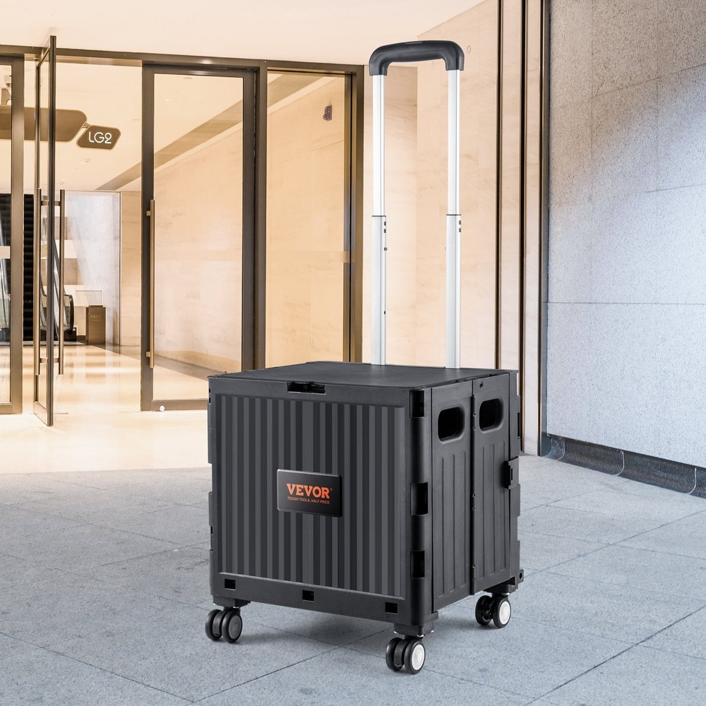 Foldable Utility Cart 110 lbs Load Capacity Folding Portable Rolling Crate