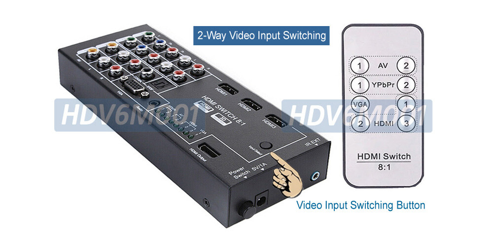 Multi-Format CVSB Component YPbOr VGA 1080P To HD Converter Switch IR Remote