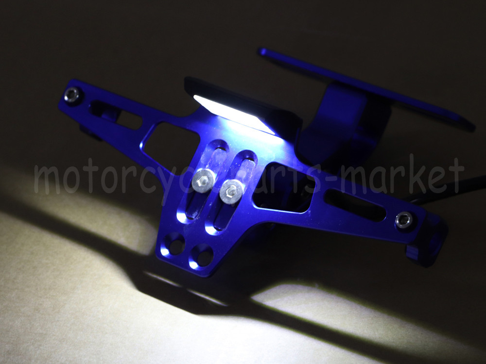 Aluminium Blue Adjustable Folding License Plate Holder Tail Light Mount Bracket