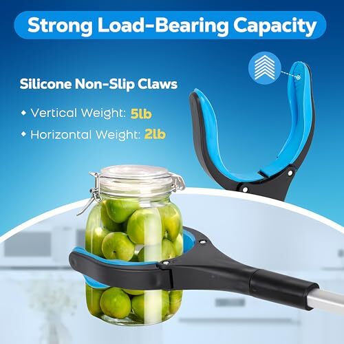 Grabber Reacher Tool - 32” Extra Long Foldable Gripper and Reaching Tool - Blue