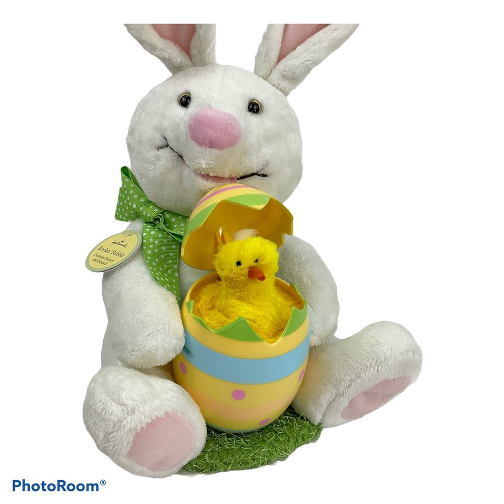 Hallmark Rockin Rabbit Plush Musical Easter Bunny Dancing Egg Chick Plush w tag