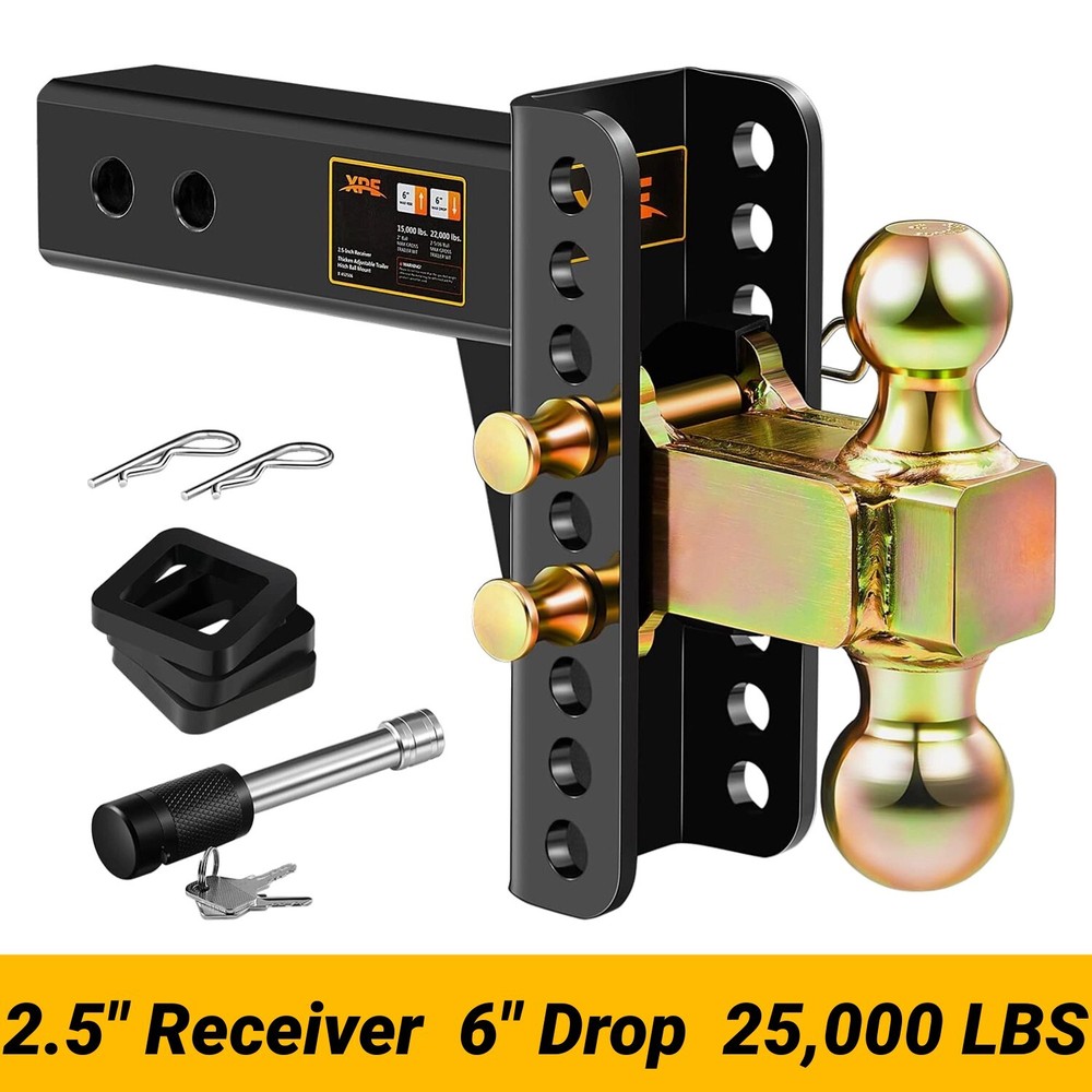 XPE Trailer Hitch Fits 2.5 Inch Receiver, 6 Inch Adjustable Drop Hitch, 22000LBS