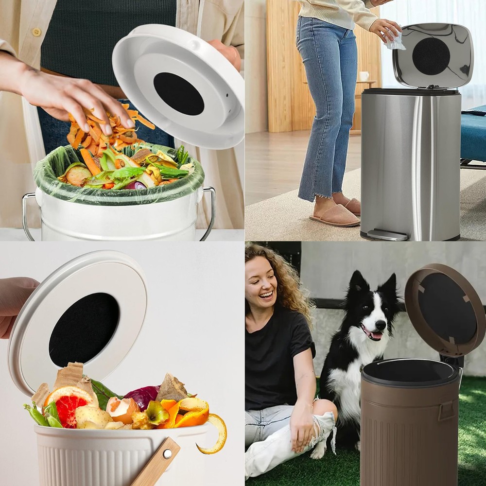 Charcoal Filter Replacements Kitchen Compost Bin Round 6.7" 0.4" Thick 6 Pcs