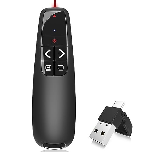 Wireless Presentation Clicker PowerPoint Presenter Remote : USB Type Red Light