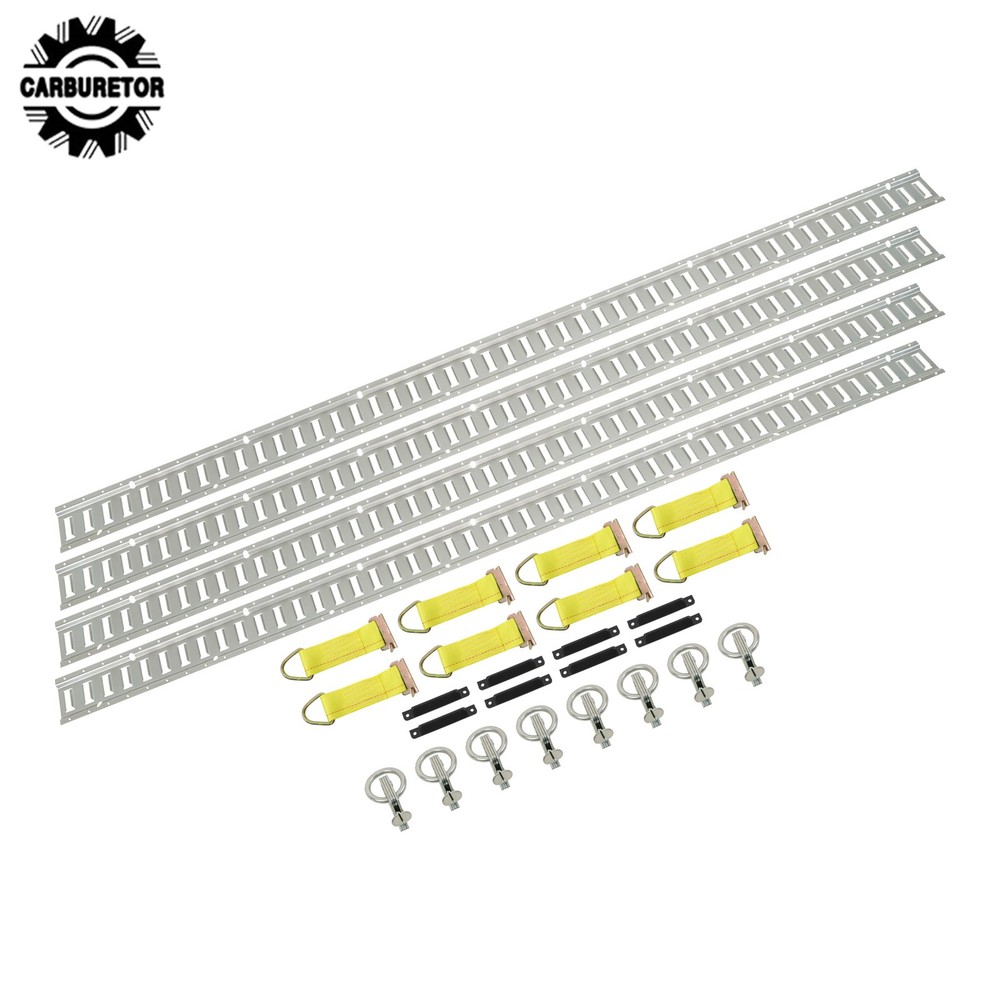 Silver 28 Pack 96" E Track Rail Sections With Mounting Hardware Steel For Trucks