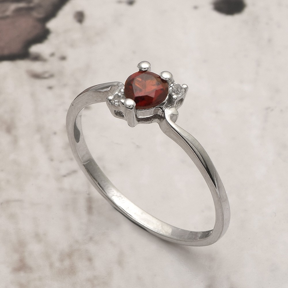 Bypass Ring 925 Sterling Silver Pear Shape Garnet Gemstone Side Stone Ring