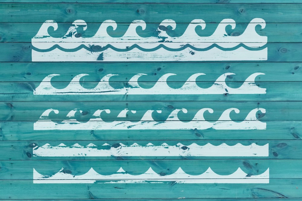 Ocean Waves Pattern Stencil – 11" x 8.5" Reusable Plastic Template with Tiled...