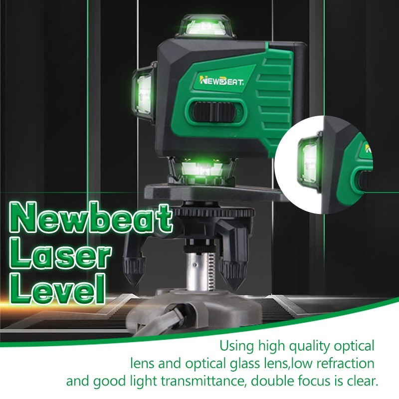 4D 16 Line Laser Level Green Beam Self Leveling Alignment Tool 2x Battery Remote
