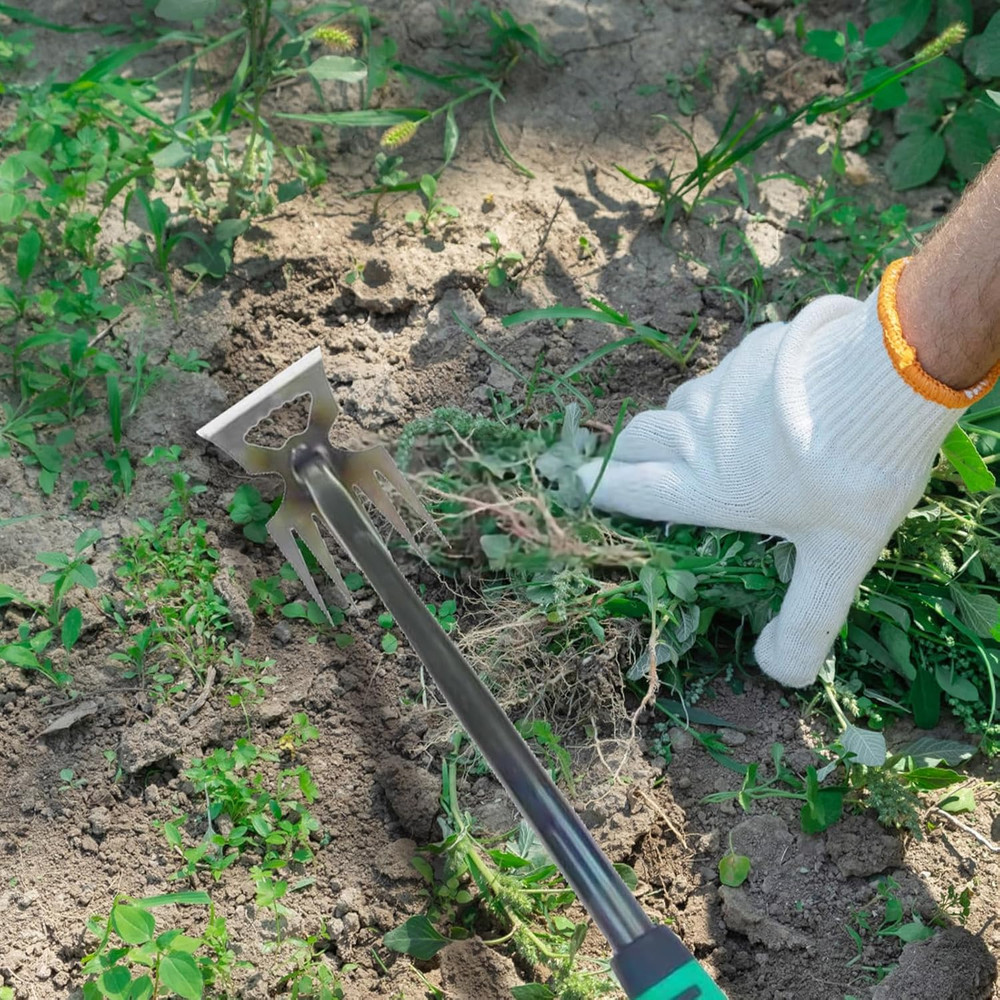 Manual Weed Puller Tool, 6‑Teeth Hand Weeder for Garden Soil & Root Removal