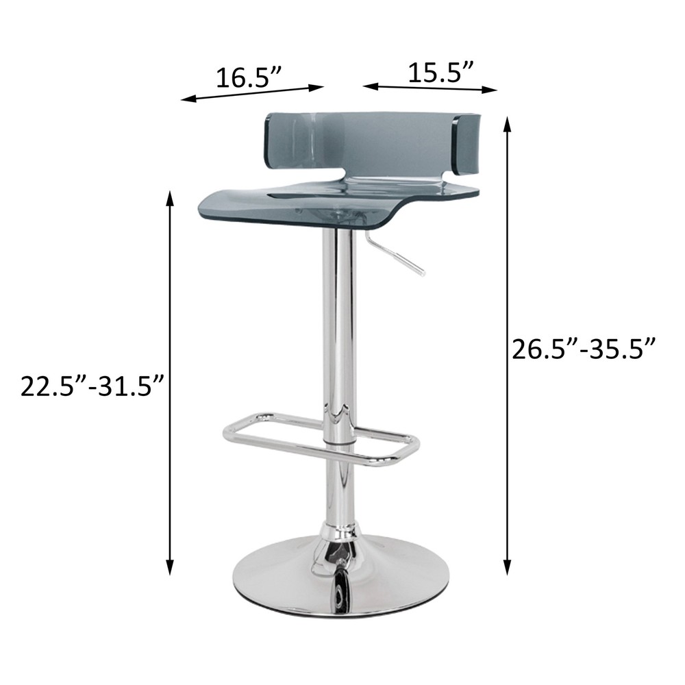 Grey and Chrome Adjustable Swivel Stool - Modern Height-Adjustable Bar Stool