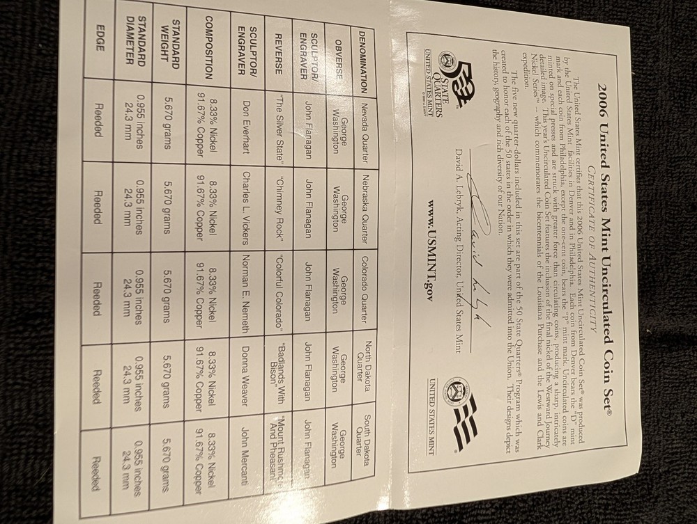 2006 US Mint Uncirculated set OGP