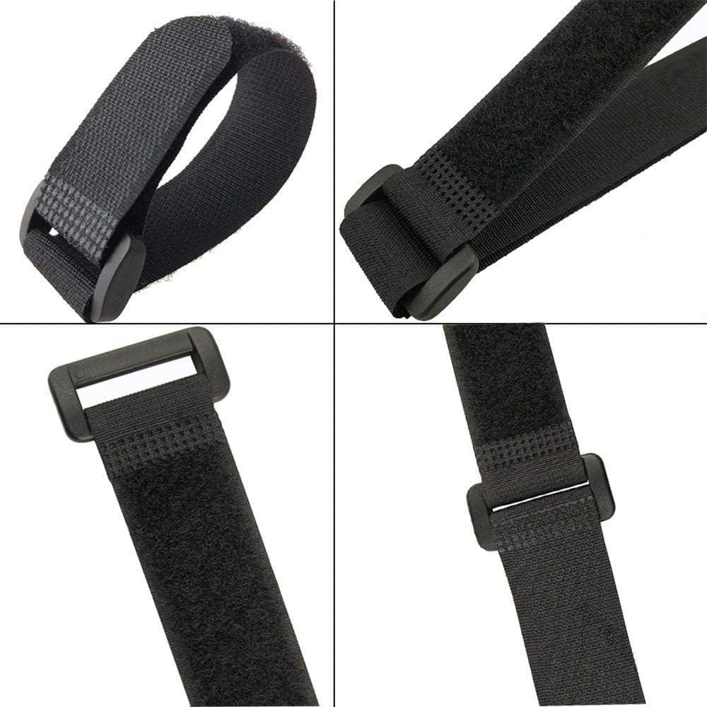 25Pcs Black Reusable Fastening Cable Straps, Hook and Loop Cable Tie down Straps