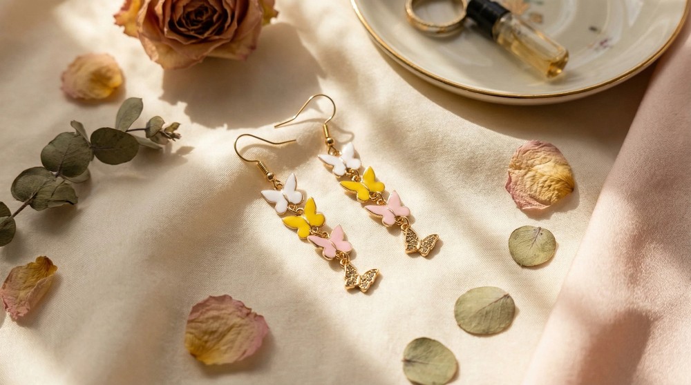 Butterfly Drop Multi Color Earring