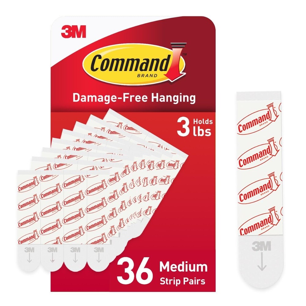 Command Medium Refill Strips, 36 Damage-Free Hanging, White