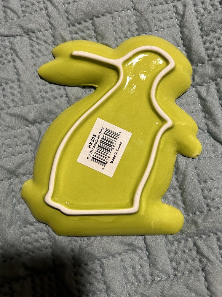 Easter Ceramic Bunny Spring Plate Green 7” Trinket