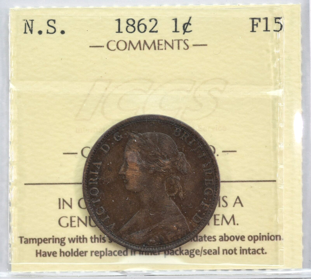Nova Scotia 1862 One Cent ICCS F15
