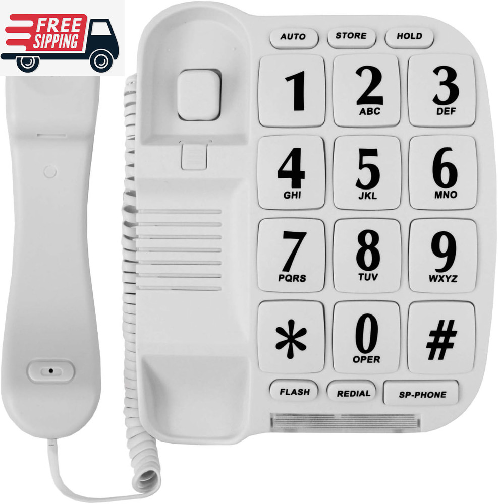 Big Button Phone for Wall or Desk with Speaker and Memory